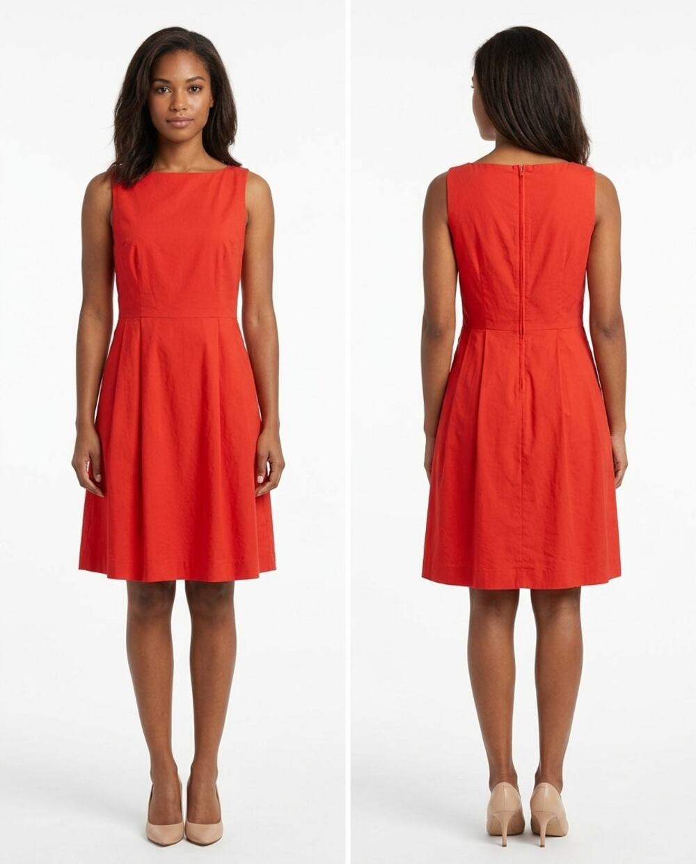 L.L.Bean Maine Red A-Line Knee Length Lined Dress Women Size 4P